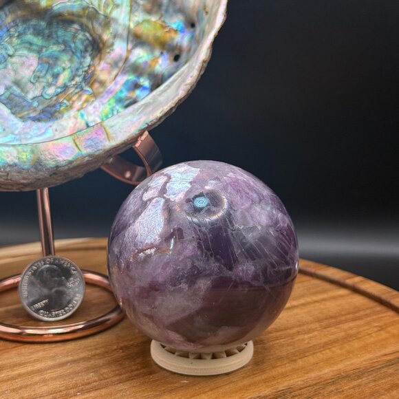 Lepidolite Purple Mica Sphere Flashy Natural Crystal 62.8mm 368.54g - Picture 2 of 6